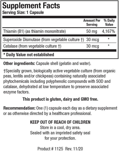 BIOTICS RESEARCH Thiamin 50™ – High Potency Vitamin B1, 50 mg, Energy Production, Metabolic Support, Cardiovascular Health, Brain Health. 90 Capsules