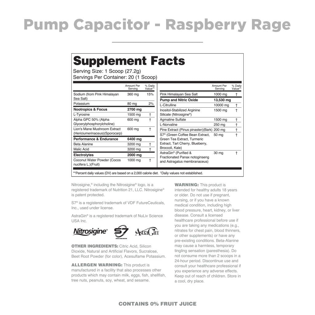Nutrithority - Pump Capacitor Pre Workout Powder (Unflavored)