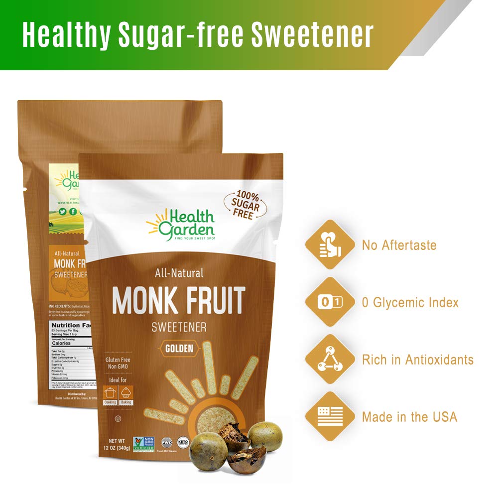 Health Garden Monk Fruit Sweetener, Golden Sugar Substitute - 2.5 lb