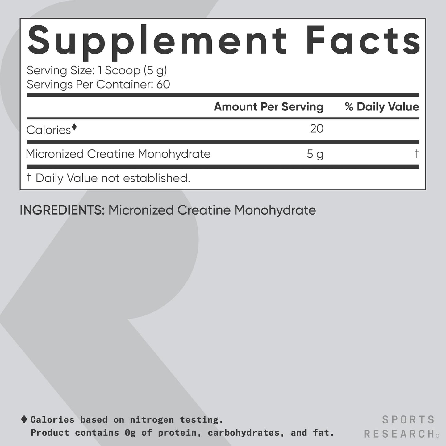 Sports Research Creatine Monohydrate - Gain Lean Muscle, Improve Performance and Strength and Support Workout Recovery* - 5 g Micronized Creatine - 17.64 oz