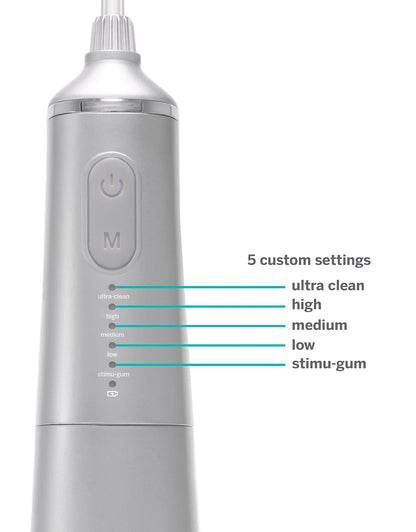 Supersmile Professional Zina Water Flosser, Silver, Rechargeable Cordless Water Flosser, 5 Cleaning Modes, Waterproof, Travel Friendly, Safe for Veneers & Braces
