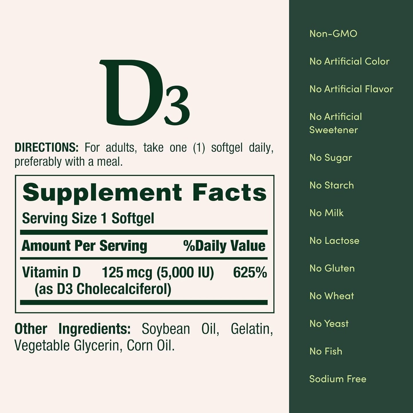 Nature's Bounty Immune Health Vitamin D3 5000 iu, Rapid Release 400 Softgels