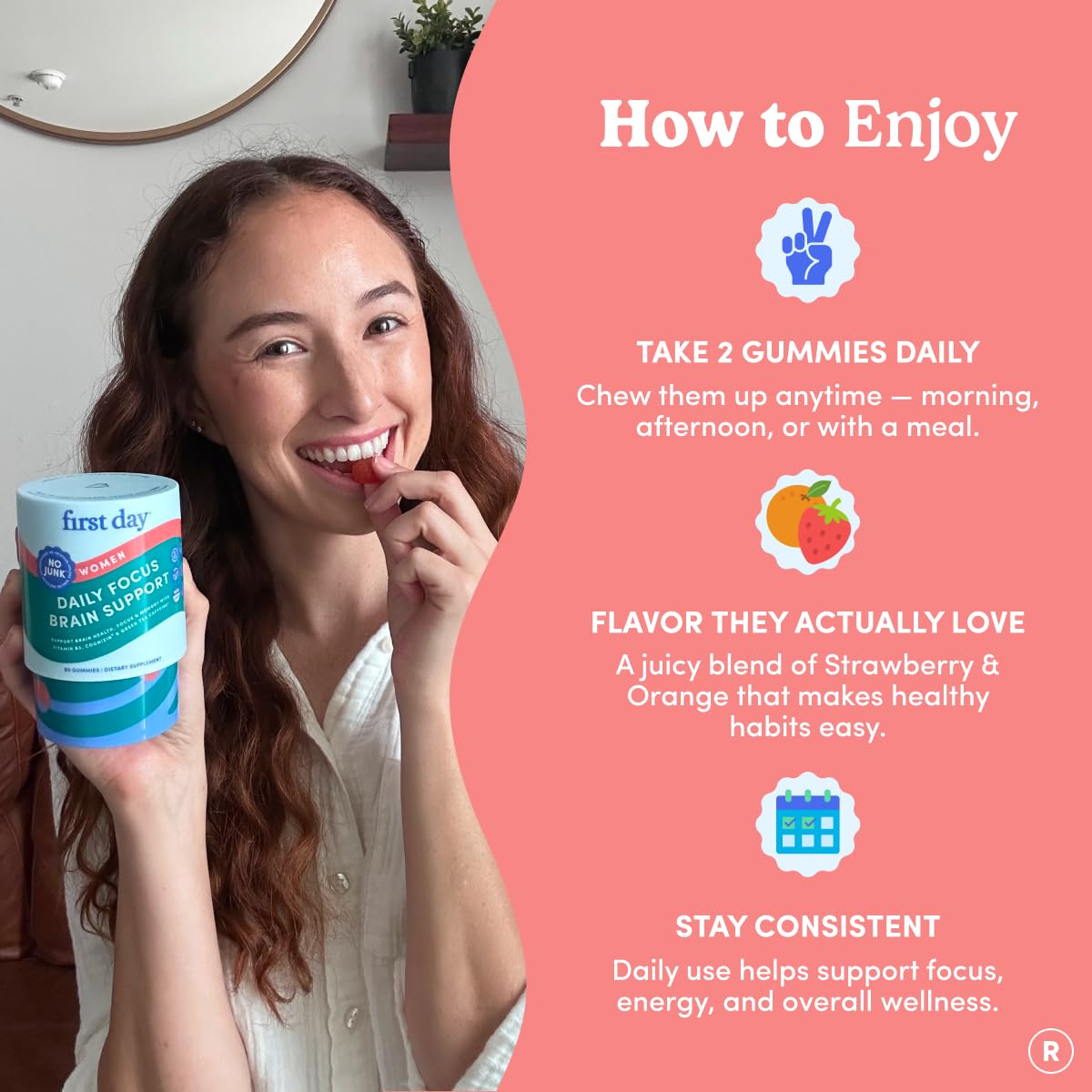 Teen Focus Gummies with Cognizin Citicoline, PS & Vitamin B3 for Ages 13-18