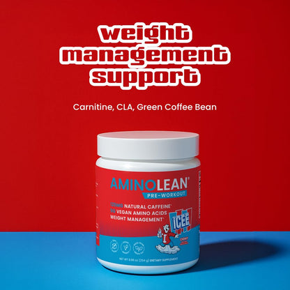 AminoLean Pre Workout Powder & Natural Amino Energy with Vegan BCAA + EAA | Jitter-Free Preworkout Energy from Green Tea + Amino Acids & Weight Management for Women & Men - Vegan, Zero Sugar, No Crash