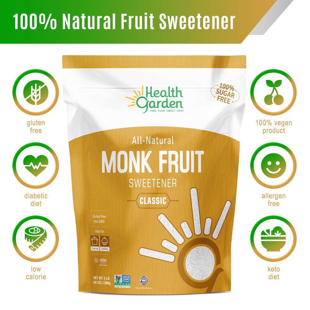 Health Garden Monk Fruit Sweetener, Golden Sugar Substitute - 2.5 lb