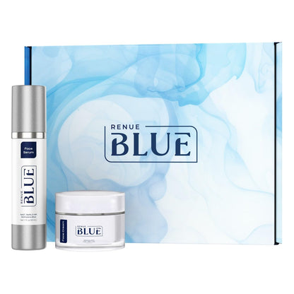 Renue Blue Skin Rejuvenation Protocol - Liposomal Face Serum & Methylene Blue Face Cream Anti-Aging Skincare Set