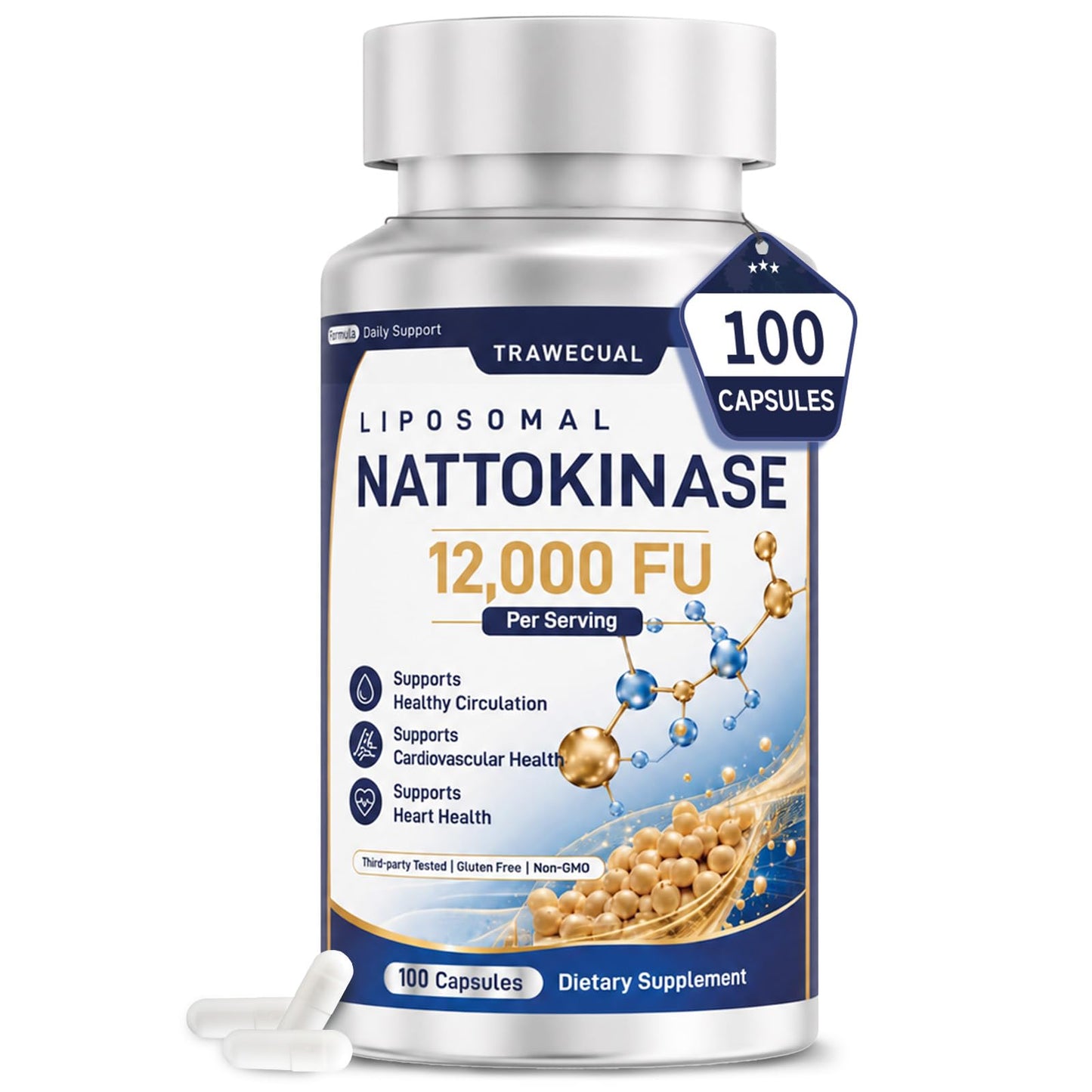 Liposomal 12-in-1 Nattokinase 12,000 FU, Multi Enzyme Complex, 200 Capsules | Serrapeptase, Lumbrokinase, Bromelain, CoQ10, Omega-3 & Red Yeast Rice, Cardiovascular, Circulatory & Heart Health Support