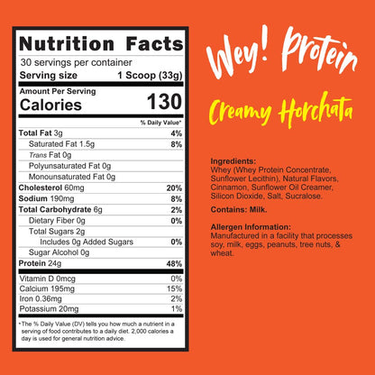 Horchata - Whey Protein, Traditional Mexican Flavor, Sugar-Free, Gluten-Free, 23g Protein