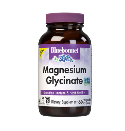 Bluebonnet Nutrition Magnesium Glycinate 400mg Maximum Absorption Mineral Complex Supports Energy Production & Enzyme Function - Non-GMO, Soy-Free, Gluten-Free - 120 Veggie Capsules