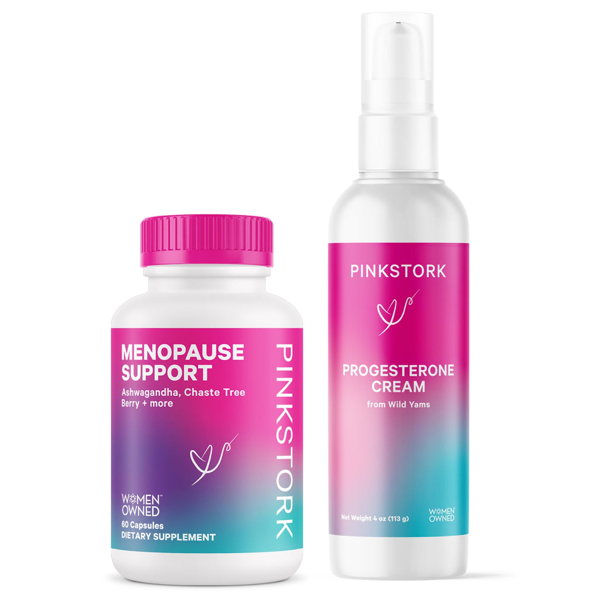 Pink Stork Menopause Supplement & Progesterone Cream for Women to Support Hormone Balance