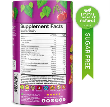 NUTRAMIN Daily Vegan Keto Multivitamin Gummies Vitamin C, D2, and Zinc for Immunity