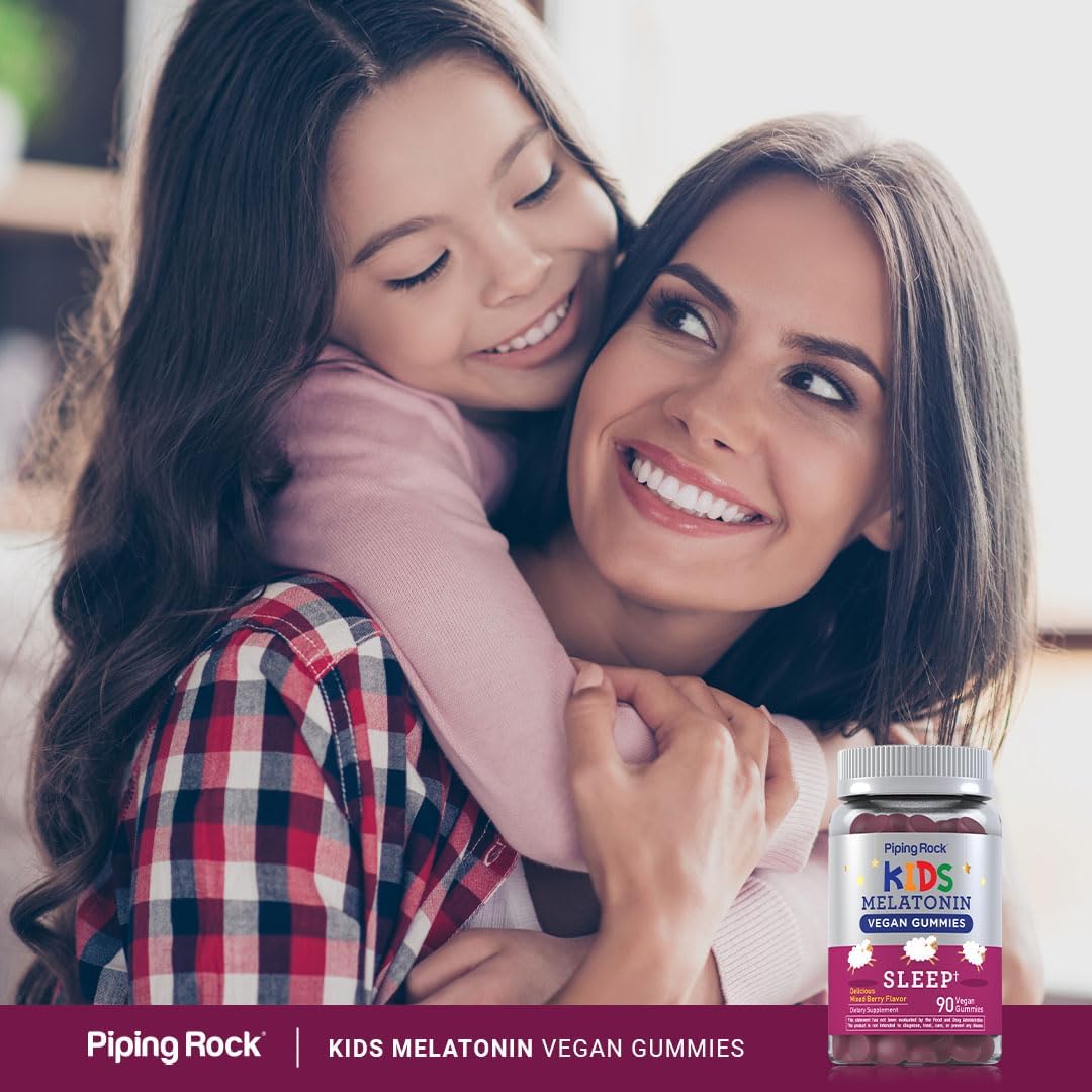 Piping Rock Kids Melatonin Gummies | 1mg | 90 Count | Supplement for Children | Mixed Berry Flavor | Vegan, Non-GMO, Gluten Free | Mixed Berry Flavor | Vegan, Non-GMO, Gluten Free