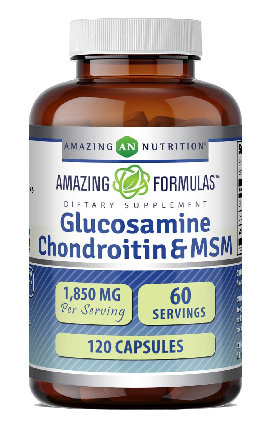 Amazing Formulas Glucosamine Chondroitin & MSM Supplement | 1850 Mg per Serving | 240 Capsules | Non-GMO | Gluten-Free | Made in USA