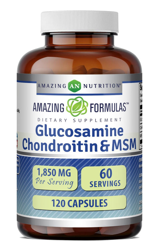Amazing Formulas Glucosamine Chondroitin & MSM Supplement | 1850 Mg per Serving | 240 Capsules | Non-GMO | Gluten-Free | Made in USA