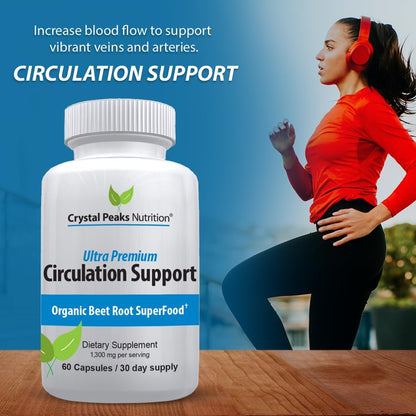 Pure Organic Beet Root Powder Extract - Blood Circulation, Promotes Arteries and Veins, Increase Nitric Oxide Production. 1300mg, 60 Veggie Capsules