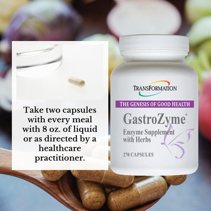 TRANSFORMATION THE GENESIS OF GOOD HEALTH - GastroZymeDigestive Supplement, Uniquely Formulated with Enzymes & Papaya Leaf, Plant Based with Herbs, Soothes - Relieves Gastrointestinal Discomfort, 100