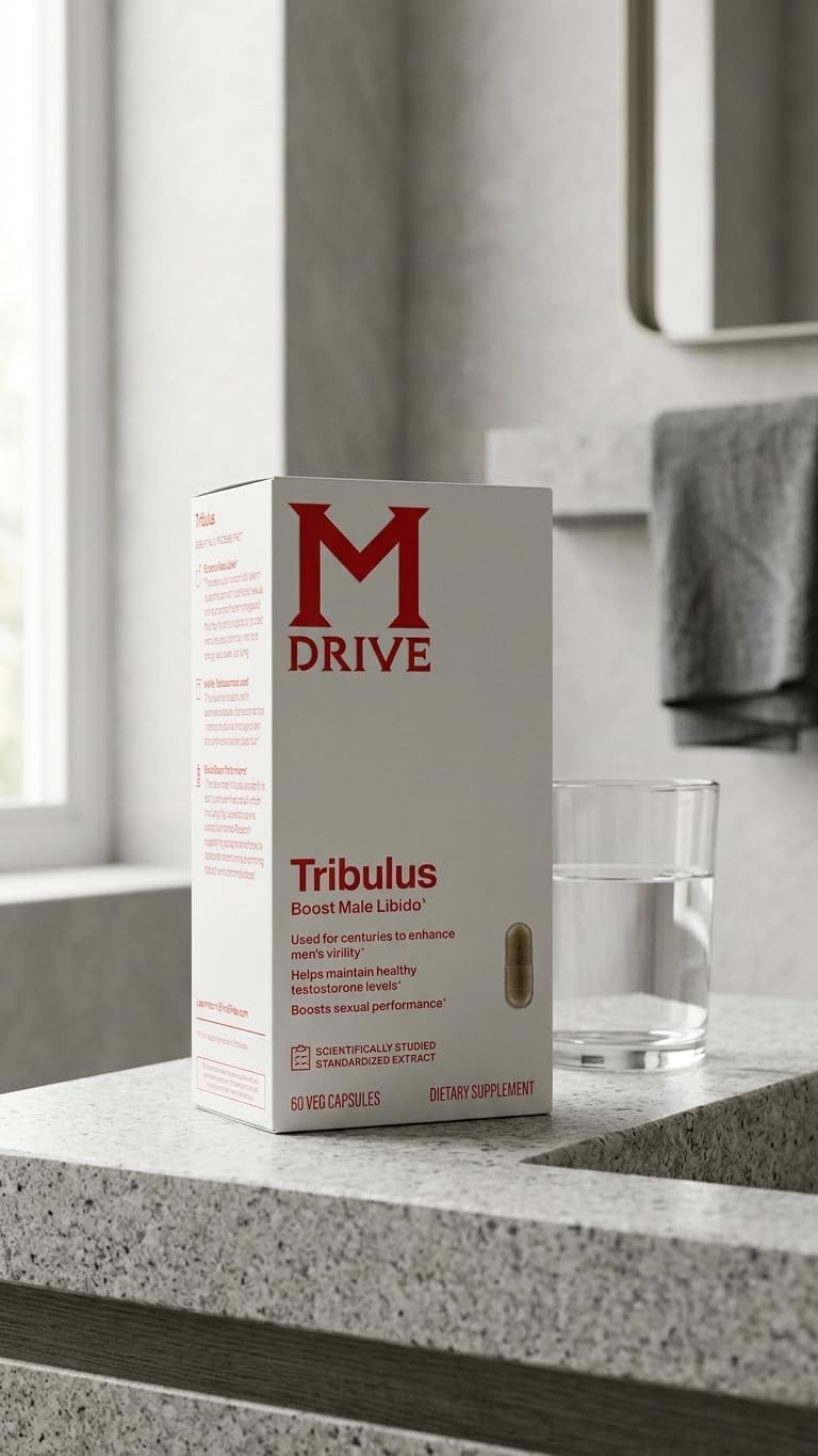 Mdrive Tribulus Terrestris 45% Saponins - Supplement for Men's Health, Promotes Virility, Supports Testosterone Levels, 60 Capsules, Gluten-Free Non-GMO