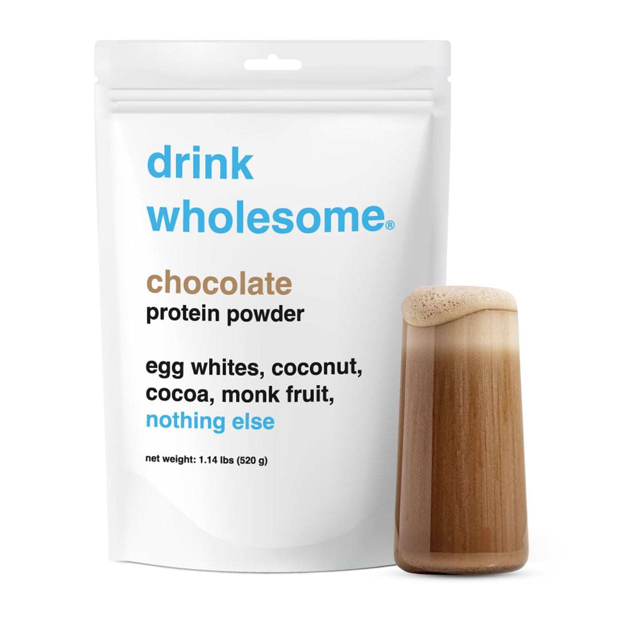 drink wholesome Chocolate Egg White Protein Powder | for Sensitive Stomachs | Easy 