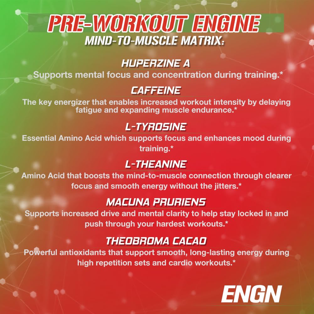 EVL Intense Pre Workout with Creatine - ENGN Energizing Pre Workout for Men Powder Drink for Lasting Energy Focus and Recovery - with Beta Alanine Caffeine and L Theanine - Blue Raz