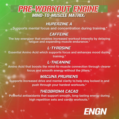 EVL Intense Pre Workout with Creatine - ENGN Energizing Pre Workout for Men Powder Drink for Lasting Energy Focus and Recovery - with Beta Alanine Caffeine and L Theanine - Blue Raz