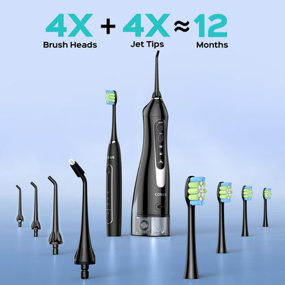 COSLUS C20C41 Water Flosser Electric Toothbrush Combo, Pink Oral Clean Kit