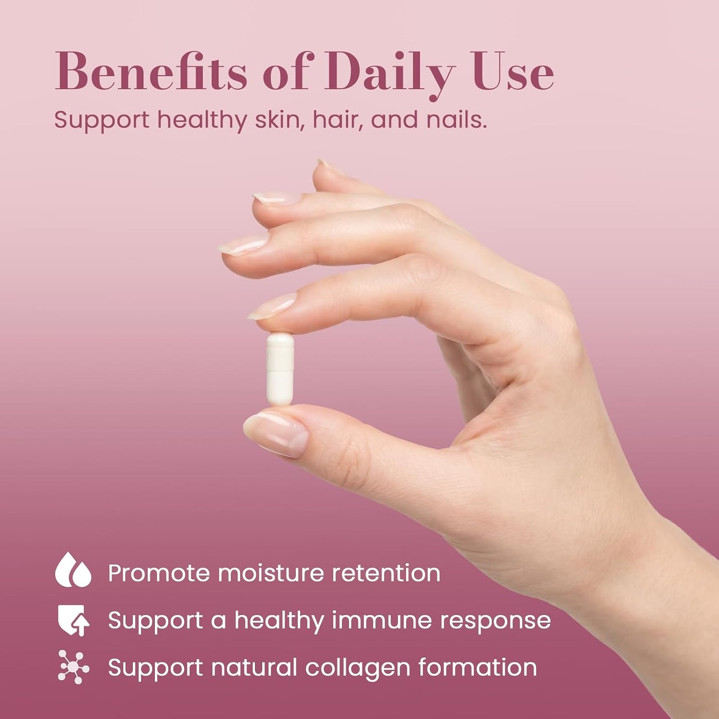 Hair Skin & Nails Vitamins Supplement for Women,with Biotin,Collagen Peptides,Hyaluronic Acid,Vitamin A, C, E, B5,B6,Support Skin Moisture and Suppleness,Hair and Nails Health,120 Capsules