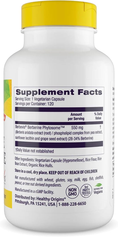 Healthy Origins Berberine Phytosome 550 mg, 120 Veggie Caps