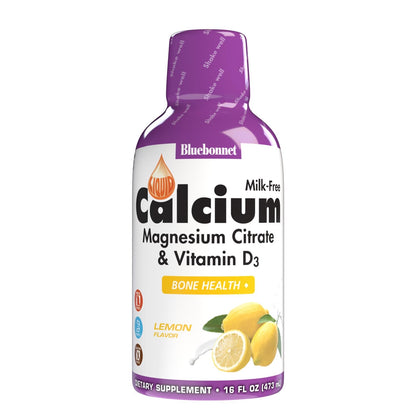 Bluebonnet Nutrition Liquid Calcium Citrate, Magnesium, Vitamin D3, Bone Health, Gluten Free, Soy Free, Milk Free, Kosher, 16 fl oz, 32 Servings, Mixed Berry Flavor