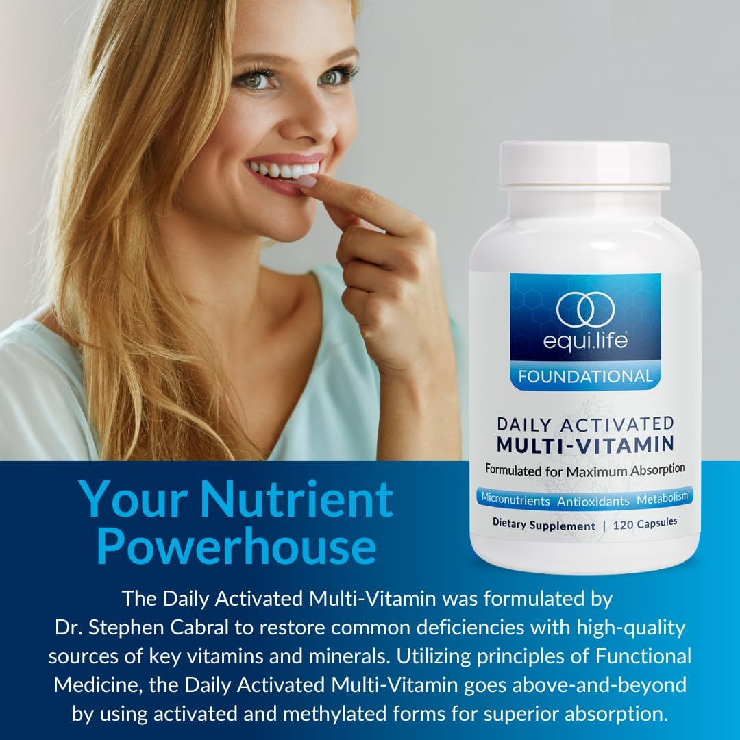 EquiLife Daily Activated Multivitamin for Women & Men, 120 Capsules | Methylated B-Vitamins | Blend of Vitamins, Minerals & Antioxidants | Supports Energy, Metabolism & Bone Health | Gluten Free