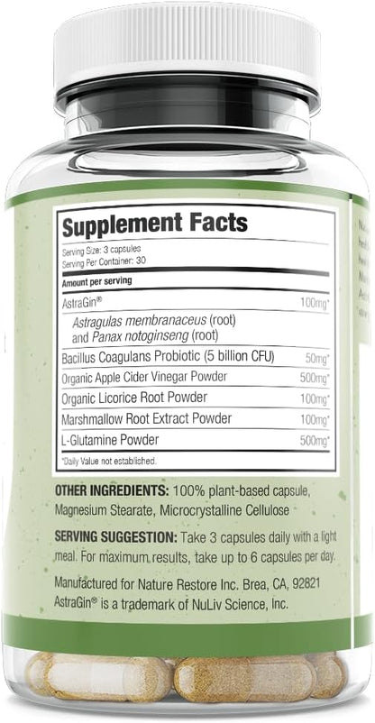 Nature Restore Marshmallow Root & L-Glutamine Gut Health Supplement. Advanced GI Barrier, Leaky Gut & Tight Junction Support – Soothing Acid Reflux, GERD & Bloating Comfort Tonic