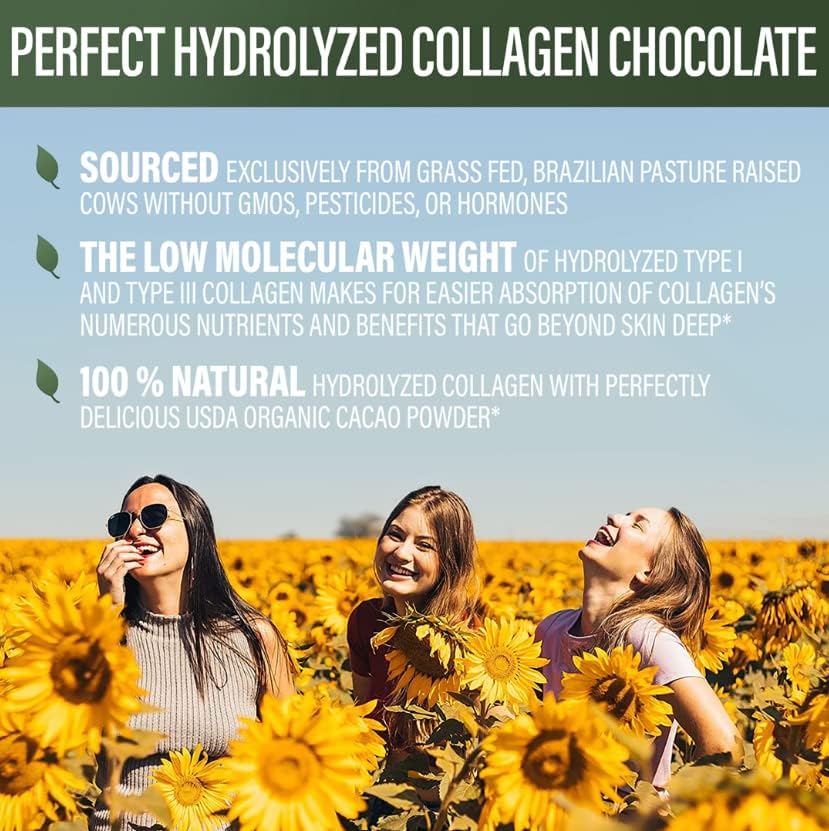 Perfect Supplements - Perfect Hydrolyzed Collagen Chocolate – 396 Grams – Bovine Hydrolyzed Collagen Peptides – Pesticide & Hormone Free – Brazilian Pasture Raised