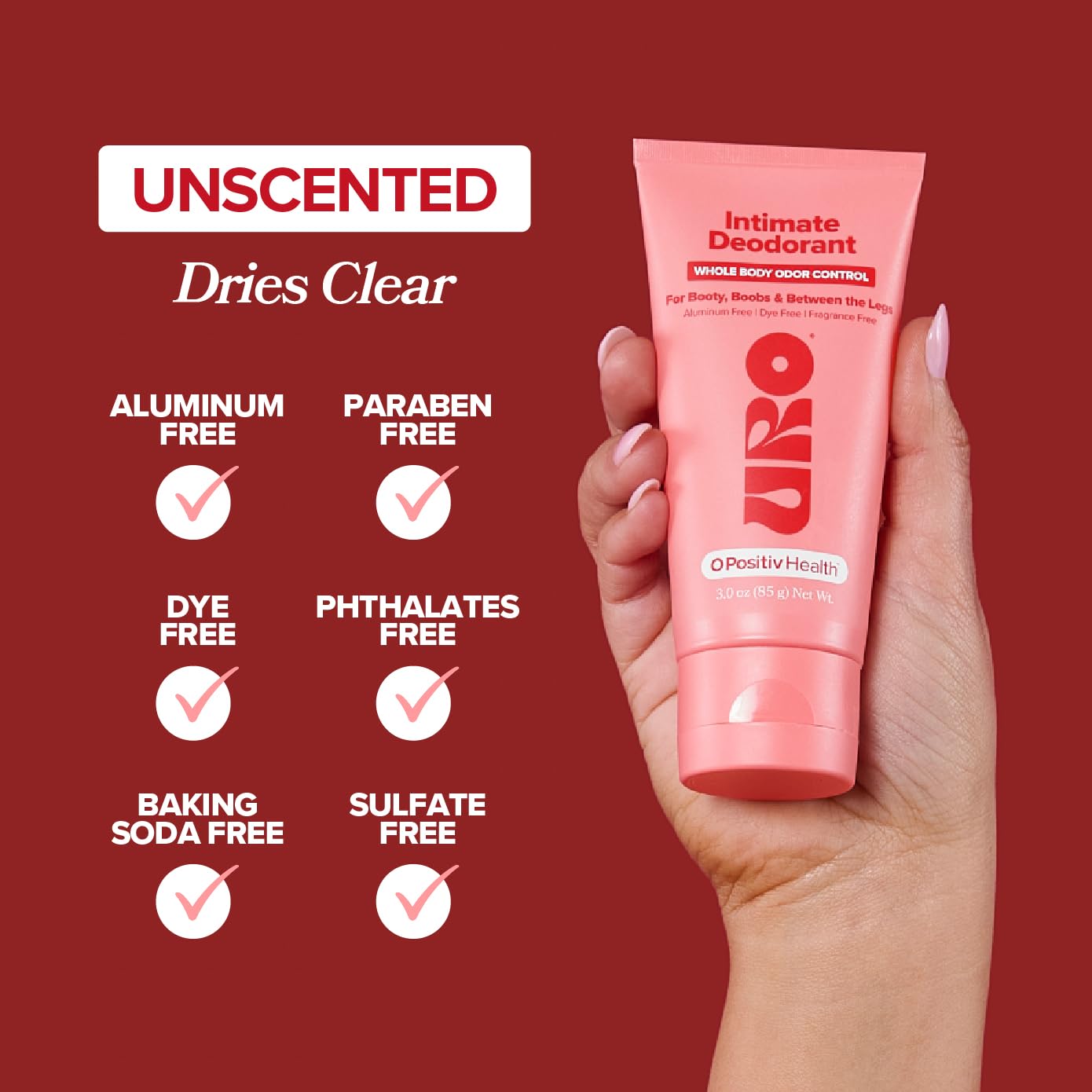URO Intimate Deodorant – Aluminum Free, Odor & Chafing Control – 3 Oz