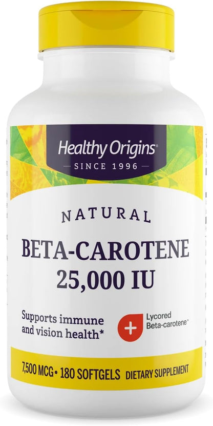 Healthy Origins Beta-Carotene 25,000 IU, Non-GMO, 180 Softgels