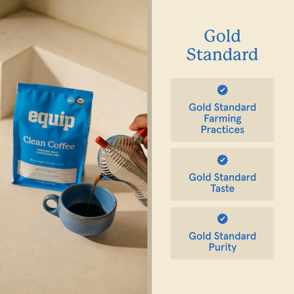 Equip Foods Clean Coffee | Gold Standard, Certified Organic, Fair Trade, Regenerative | Medium Roast, Whole Bean, Nicaragua | Brown Sugar+Chocolate+Citrus