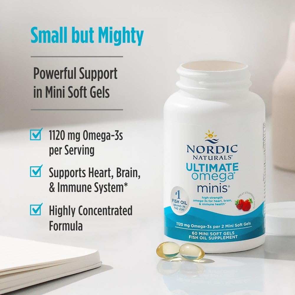 Nordic Naturals Ultimate Omega Minis, 1120mg High Potency Fish Oil - 60Count