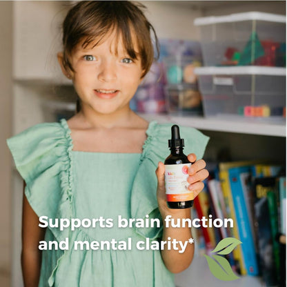 SPRIGS Kids Life Focus Supplement, 2 Fl Oz | Herbal Blend Tincture for Students to Support Concentration | Organic Herbs Ashwagandha & American Ginseng Root Help with Brain Function & Mental Clarity