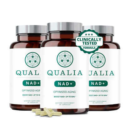Qualia NAD Supplement — Clinically Proven to Boost NAD+ up to 67%. Optimized Aging, Energy, Focus. Elite Ingredients Nicotinamide Riboside (NIAGEN), Niacin, Niacinamide (1 Month Supply)