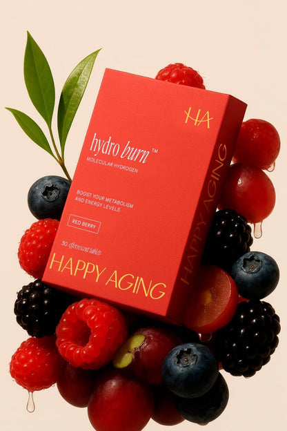 Happy Aging Hydro Burn H2 Molecular Hydrogen Water Tablets|Clean Energy & Metabolic Support| Molecular Hydrogen with Magnesium| Fast-Dissolving, Keto Antioxidant|30 Red Berry Tablets