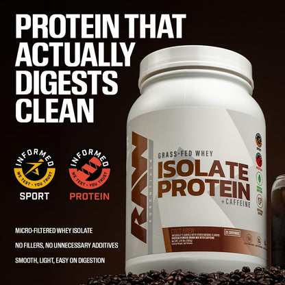 RAW Whey Isolate Protein Powder, Dark Chocolate - 100% Grass-Fed Sports Nutrition Whey Protein Powder for Muscle Growth & Recovery - Low-Fat, Low Carb, Naturally Flavored & Sweetened - 25 Servings