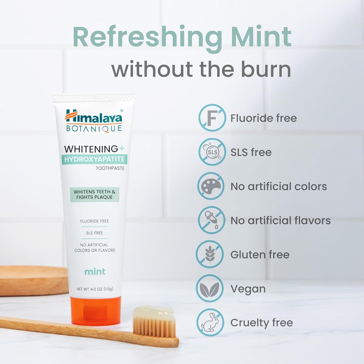 Himalaya Botanique Whitening+ Nano Hydroxyapatite Toothpaste, Mint, 4 oz