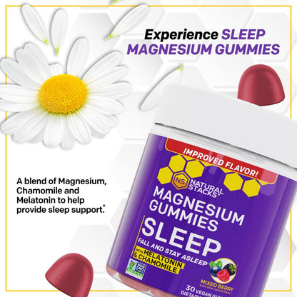 NATURAL STACKS Mood Bites + Sleep Magnesium Gummies Bundle - Mood & Sleep Support* - 60 Chewables