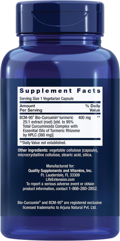 Life Extension Super Bio-Curcumin Turmeric Extract – Highly-Absorbable Curcumin for Whole-Body Health Support – Gluten-Free, Non-GMO, Vegetarian – 60 Vegetarian Capsules | Highly Absorbable Curcumin Formula for Whole-Body Health, Antioxidant Support & Hea