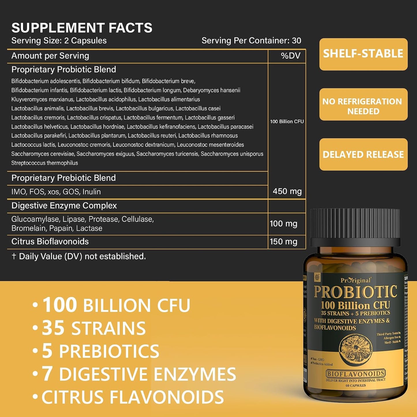 Probiotic 100 Billion CFU + 120 Billion CFU for Gut & Digestive Health, Vegan Acidophilus Probiotic Supplement