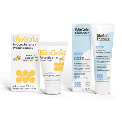 BioGaia Baby Probiotic Essentials For Digestive & Skin Health | Drops Ease Colic, Gas & Tummy Issues | Ointment Soothes & Hydrates Dry, Irritated Skin