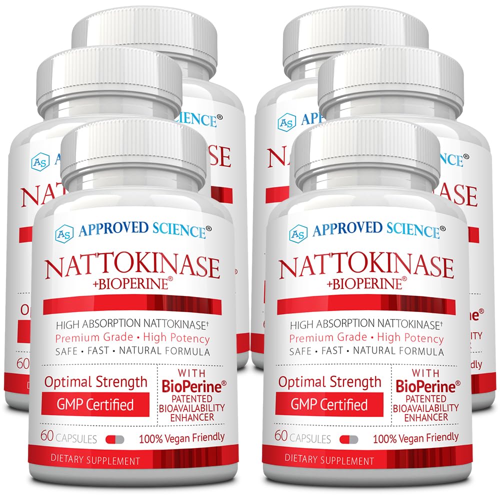 Approved Science Nattokinase - 4,000 FU - 200 mg - Free of Vitamin K2 - Contains BioPerine - One Month Supply - Vegan, Non-GMO - 180 Capsules