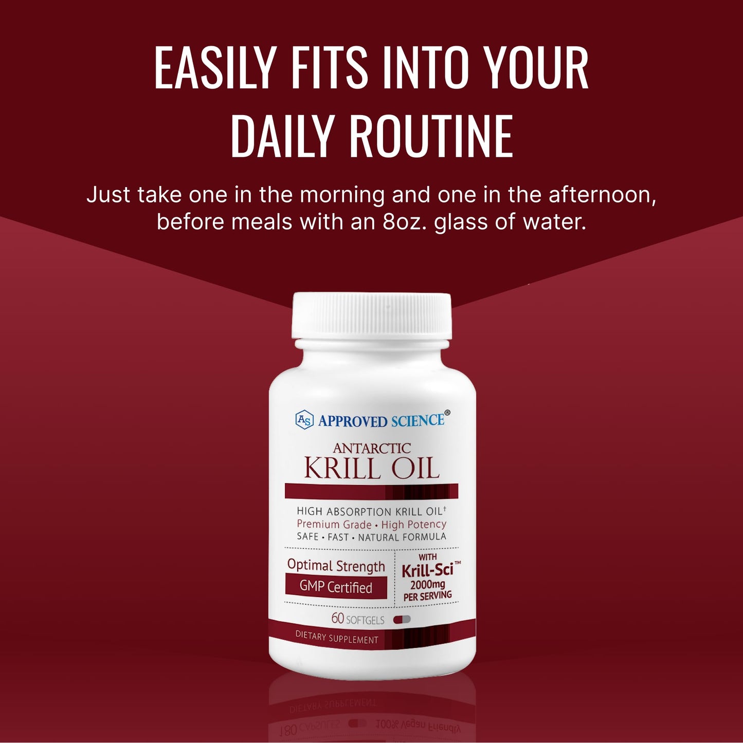 Approved Science Krill Oil - 2000mg Antarctic Krill Oil, 650mcg Astaxanthin - 260mg EPA, 160mg DHA - 180 Softgels