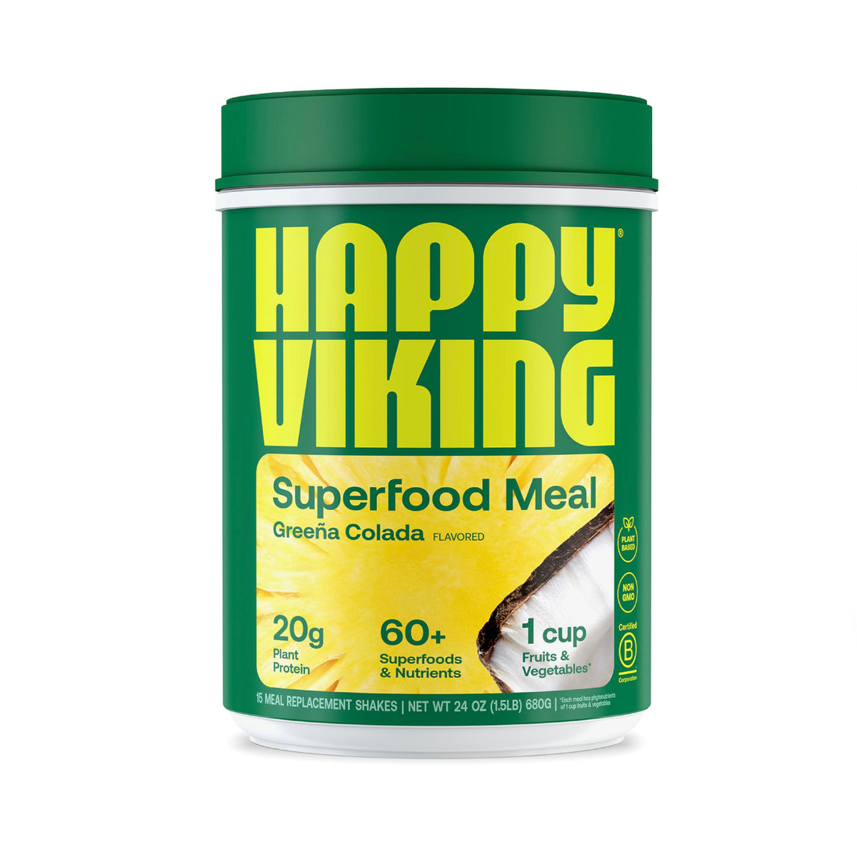 Happy Viking Greeña Colada Plant Protein Powder, Created by Venus Williams, 20G Protein
