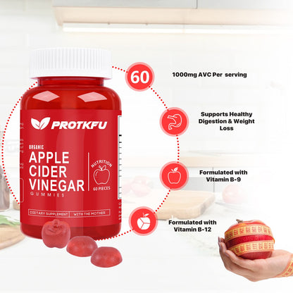 ProTKFU Apple Cider Vinegar Gummies, 120 Counts Keto Acv Gummies with The Mother