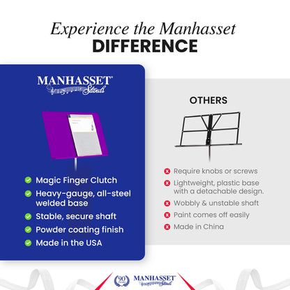 Manhasset Music Stand for Sheet Music - 48 Symphony Model - Long Lasting, Durable Manhasset Stand - Adjustable Height - 26" to 48" - Made in the USA
