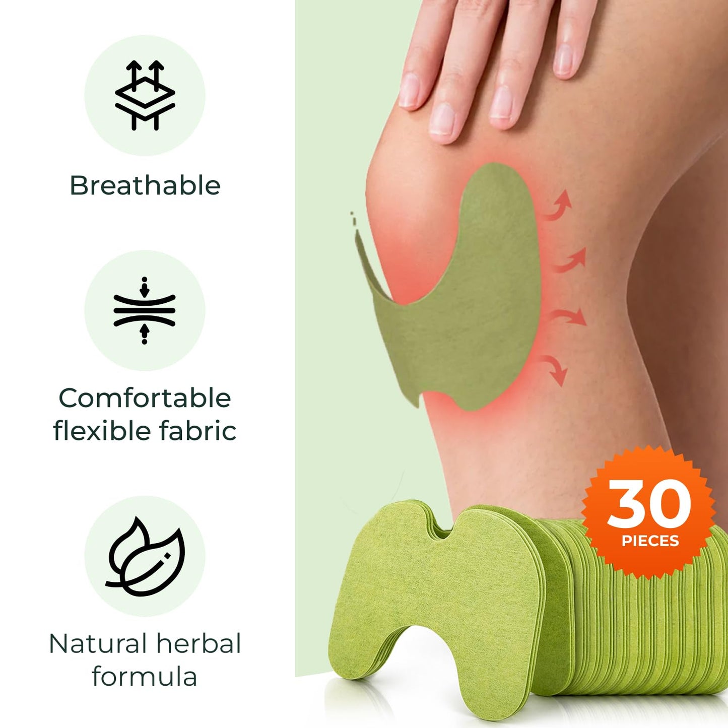 Wellnee Original Herbal Knee Patch - Wellknee Plaster for Knee Support & Muscle Pain - Maximum Strength for a Temporary Relief - Adhesive Heat Patches Made with Natural Herbs for Wellness (10 Pads (Pack of 1))